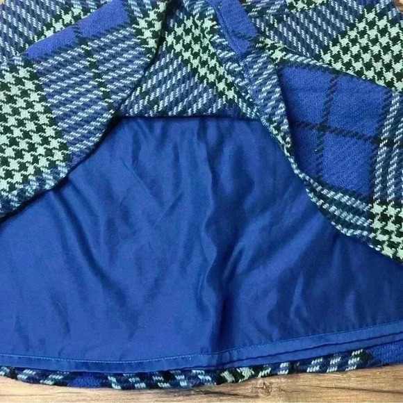 Boden Blue & Green Plaid Wool Blend Mini Skirt sz 8 - Picture 2 of 3